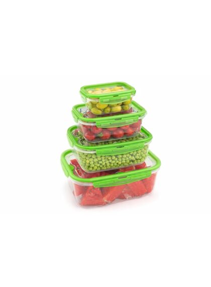 “Lock & Fit Box” 4pcs set with 0.45L + 1L + 2L + 4L, BPA Free