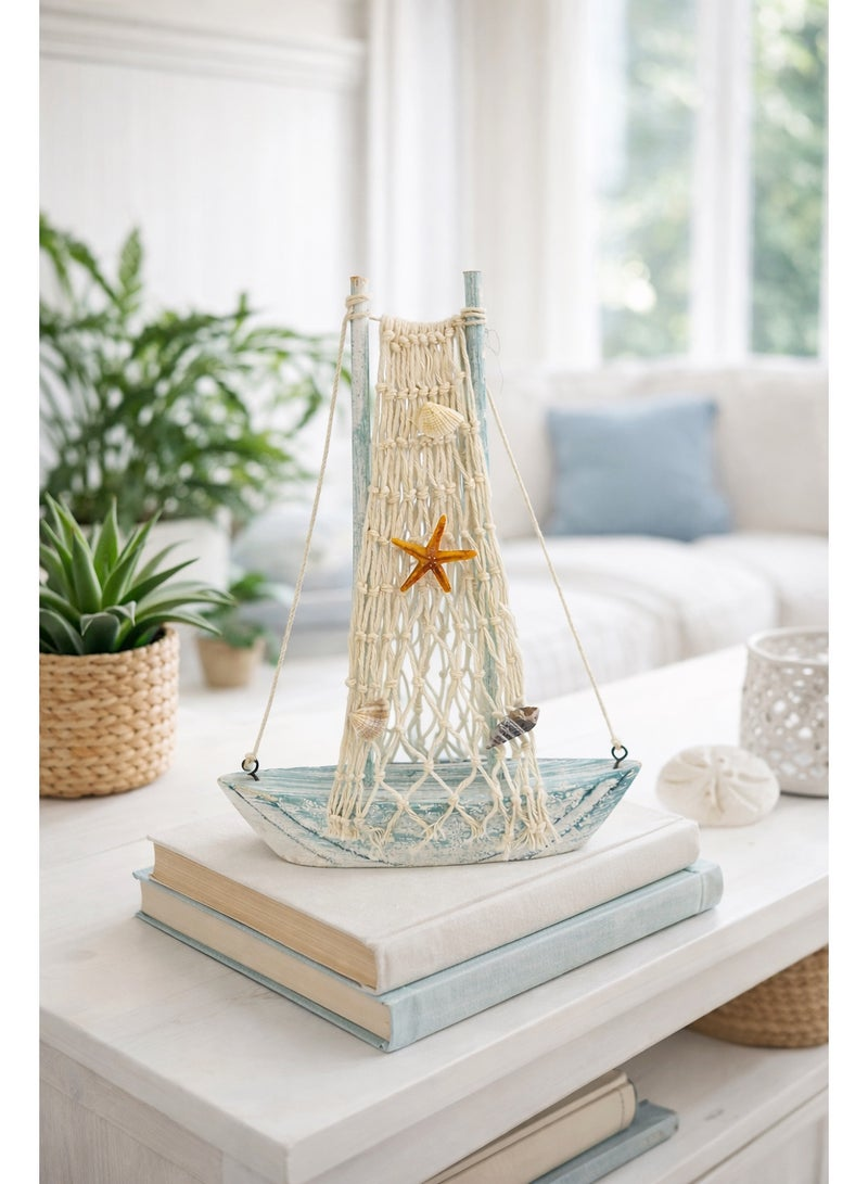 Handcrafted Nautical Sailboat Decorative Table Ornament - Image 5