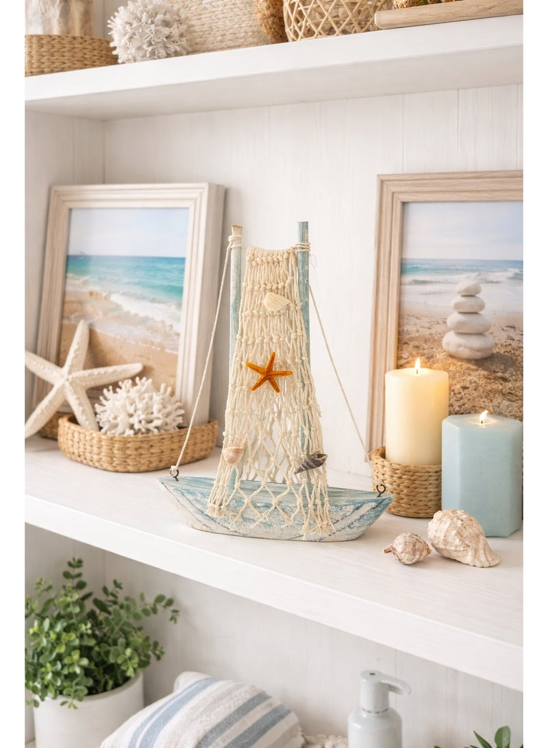 Handcrafted Nautical Sailboat Decorative Table Ornament - Image 4