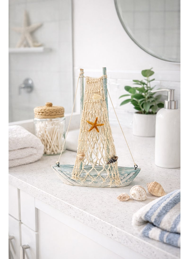 Handcrafted Nautical Sailboat Decorative Table Ornament - Image 3