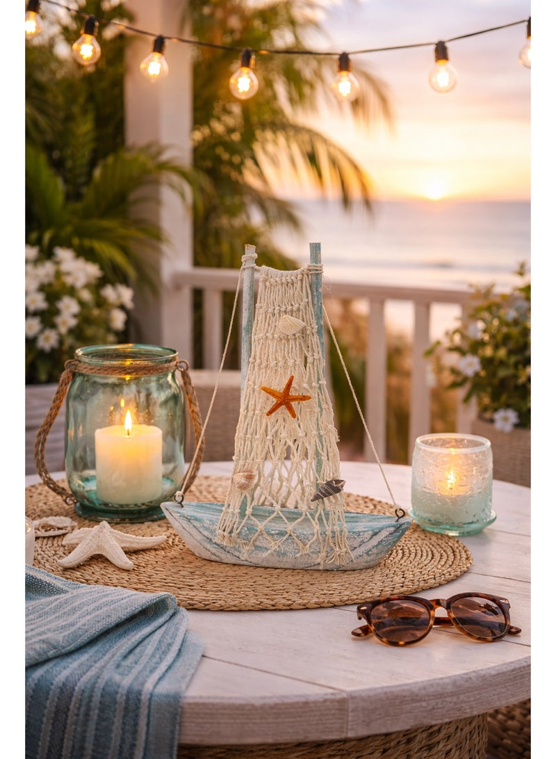 Handcrafted Nautical Sailboat Decorative Table Ornament - Image 2